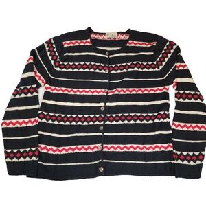 Reba Rose Made in New York Womens Cardigan L Black Button Down Grannycore